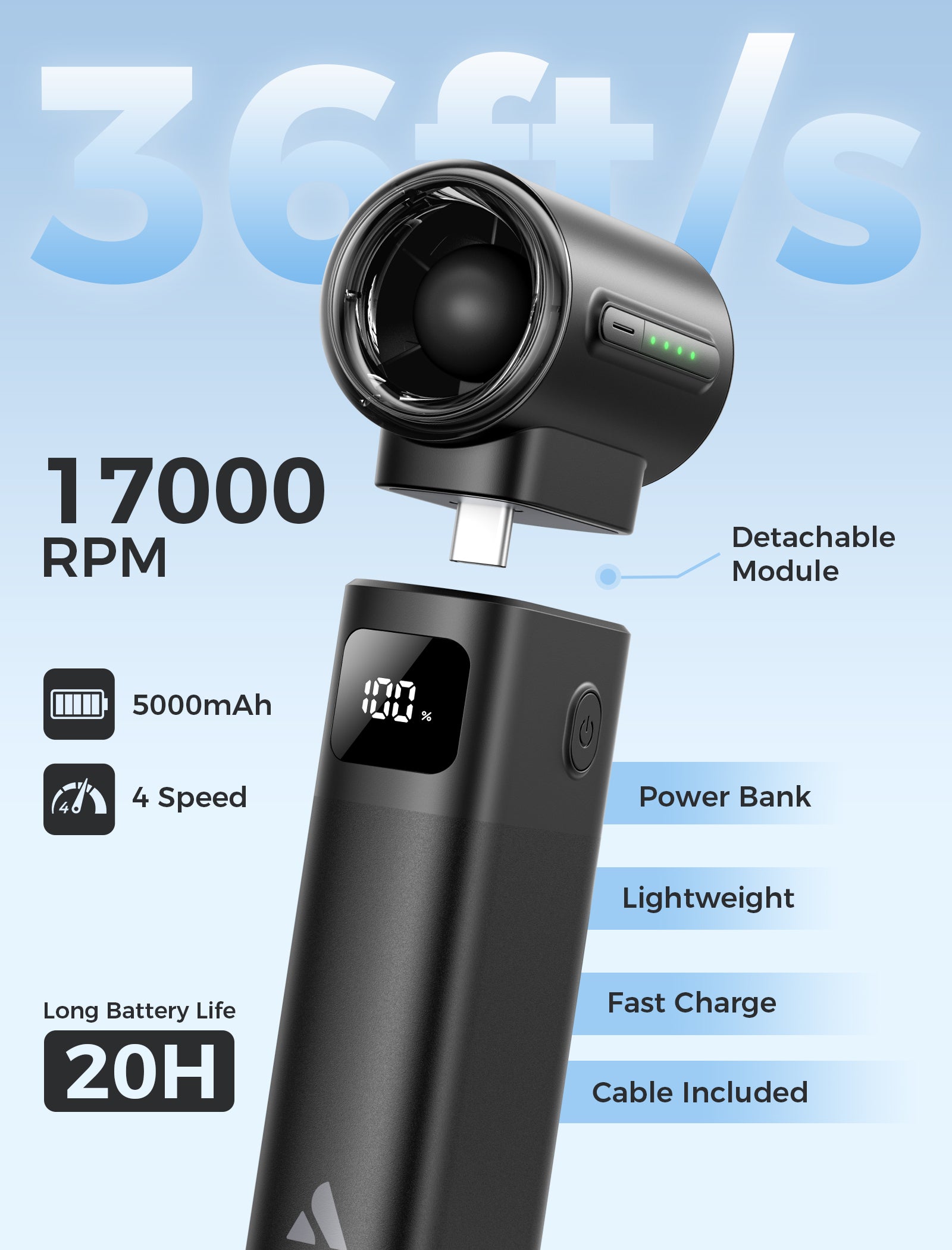 Portable Handheld Fan Air Mate & 5000mAh Power Bank