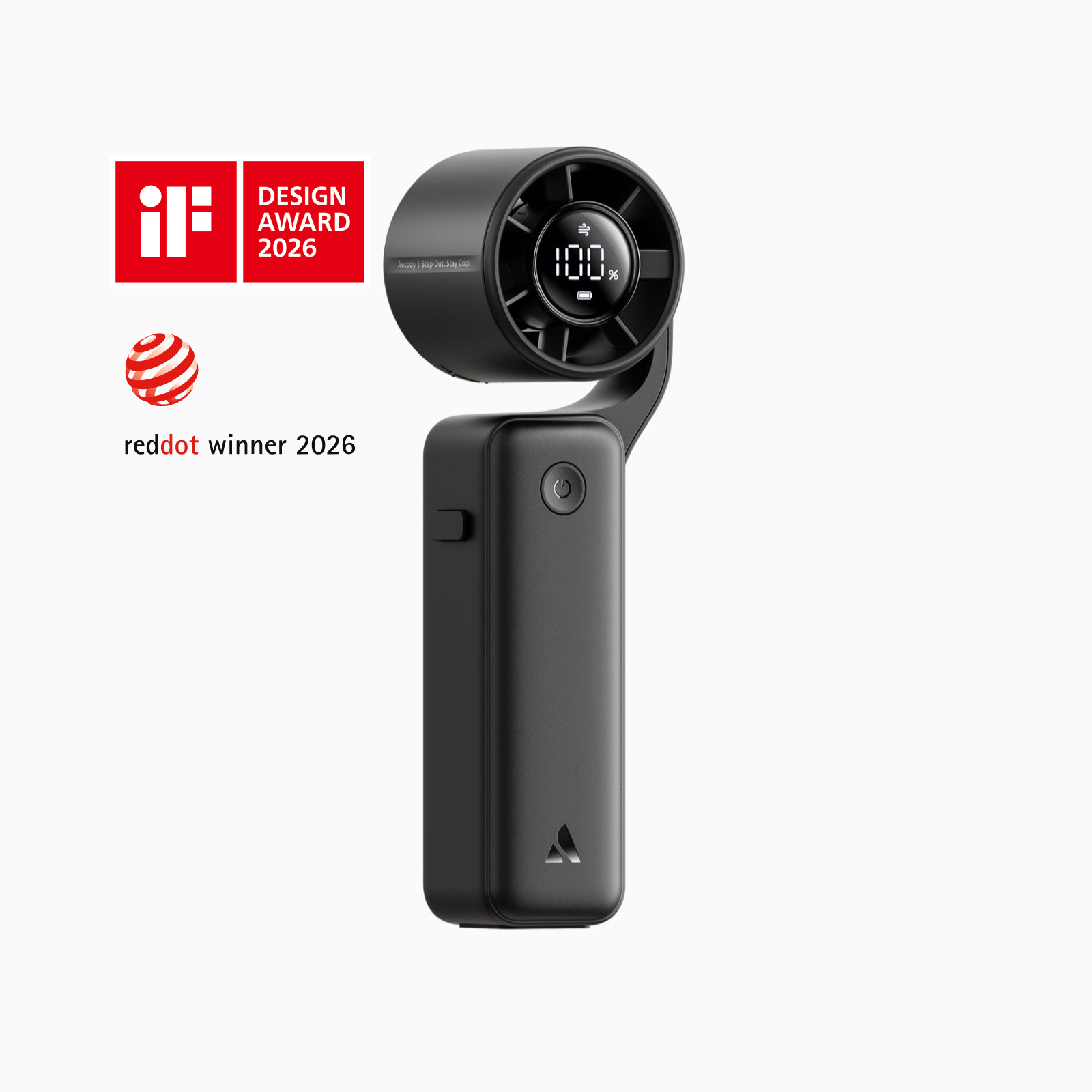 Aecooly AirGimbal Portable Handheld Fan in Black - iF Design Award 2026 & Red Dot Design Award 2026 Winner #color_black