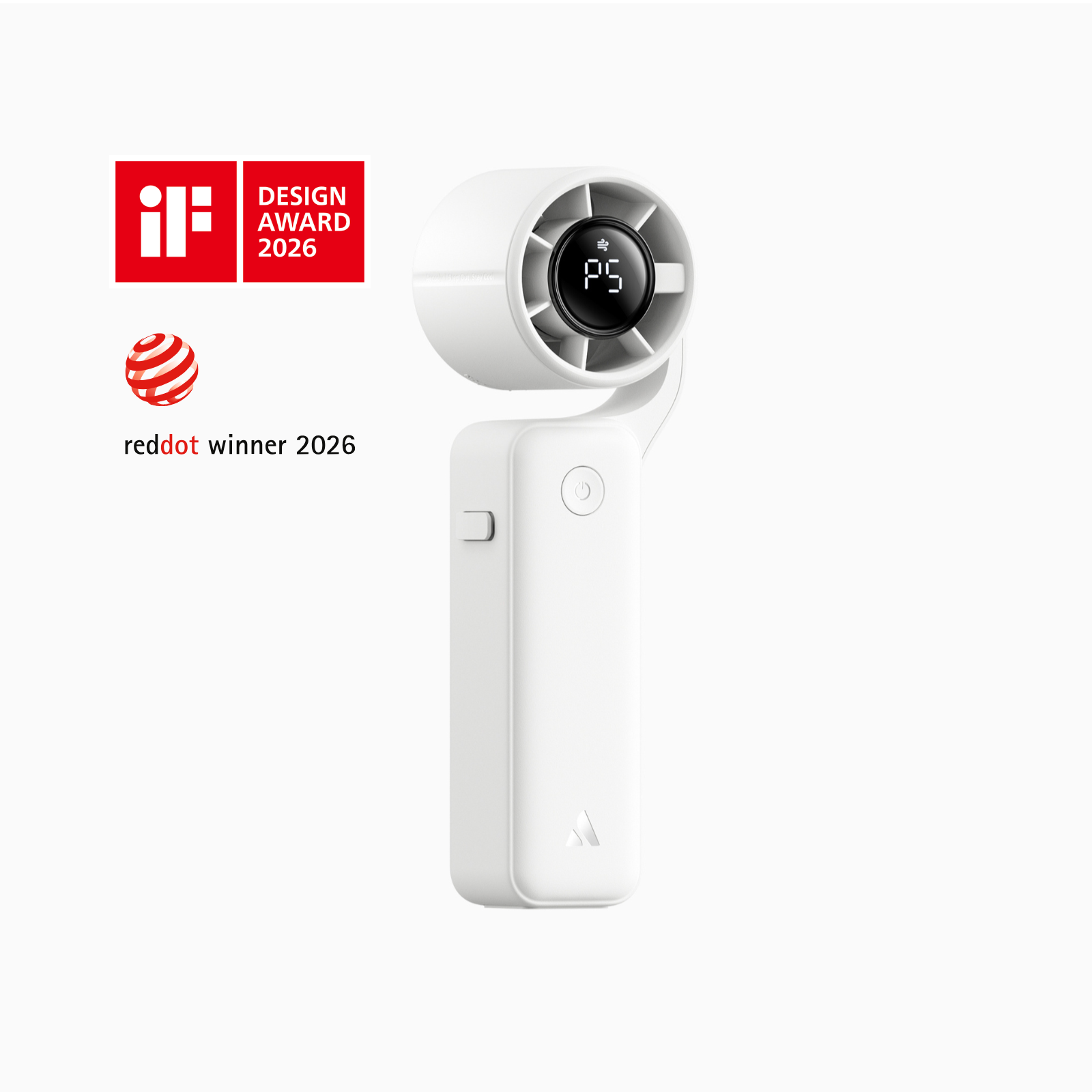 Aecooly AirGimbal Portable Handheld Fan in White - iF Design Award 2026 & Red Dot Design Award 2026 Winner, 220° rotating head 