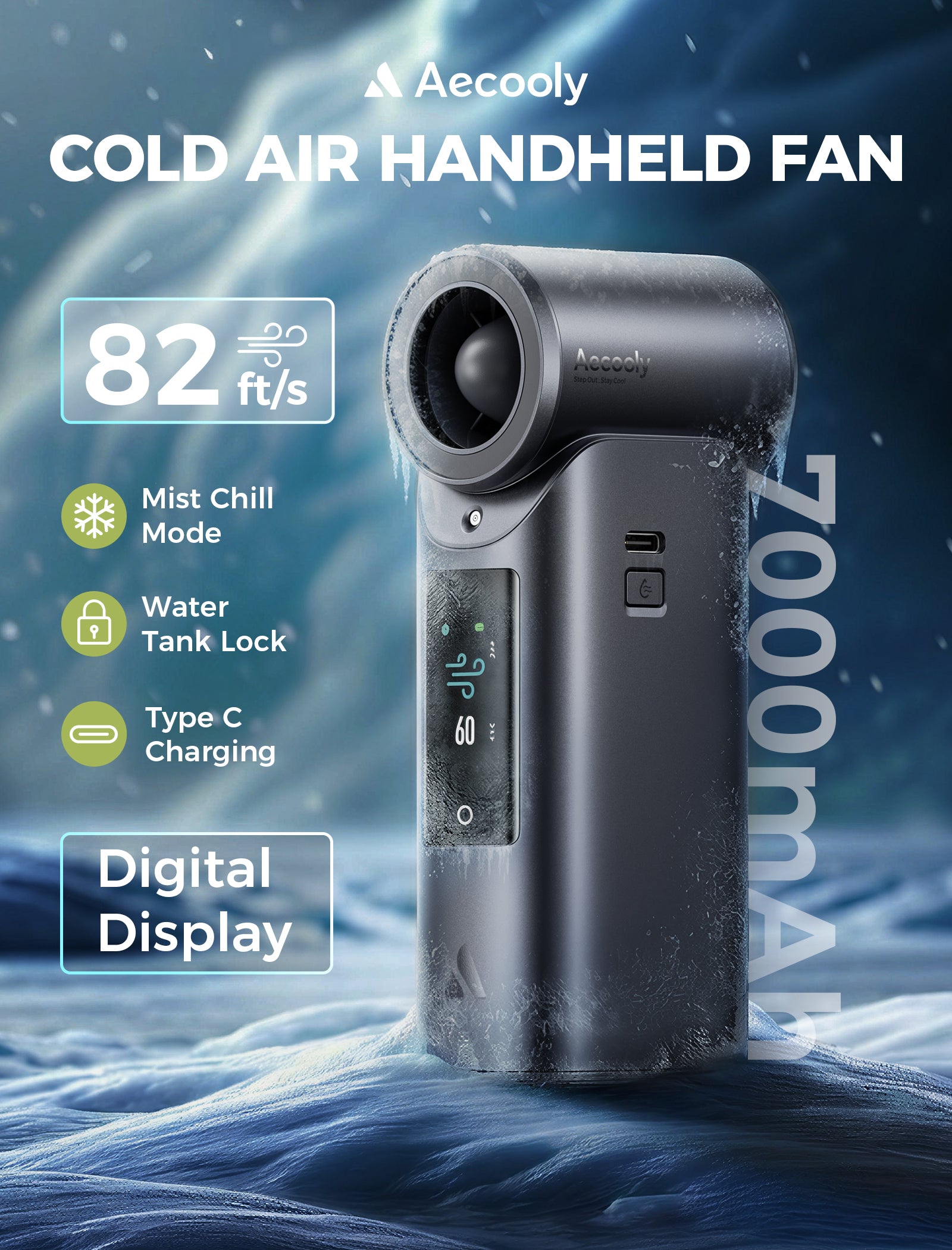Portable Misting Fan Cold Air Ultra 7000mAh – Aecooly
