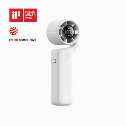 Aecooly AirGimbal Portable Handheld Fan in White - iF Design Award 2026 & Red Dot Design Award 2026 Winner, 220° rotating head 
