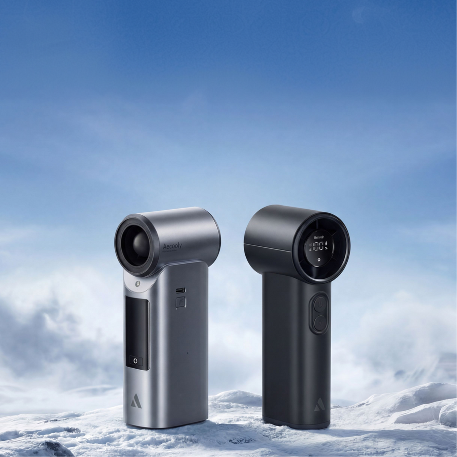 Aecooly portable handheld misting fan Cold Air Series with powerful cooling for travel, outdoor activities, and summer heat