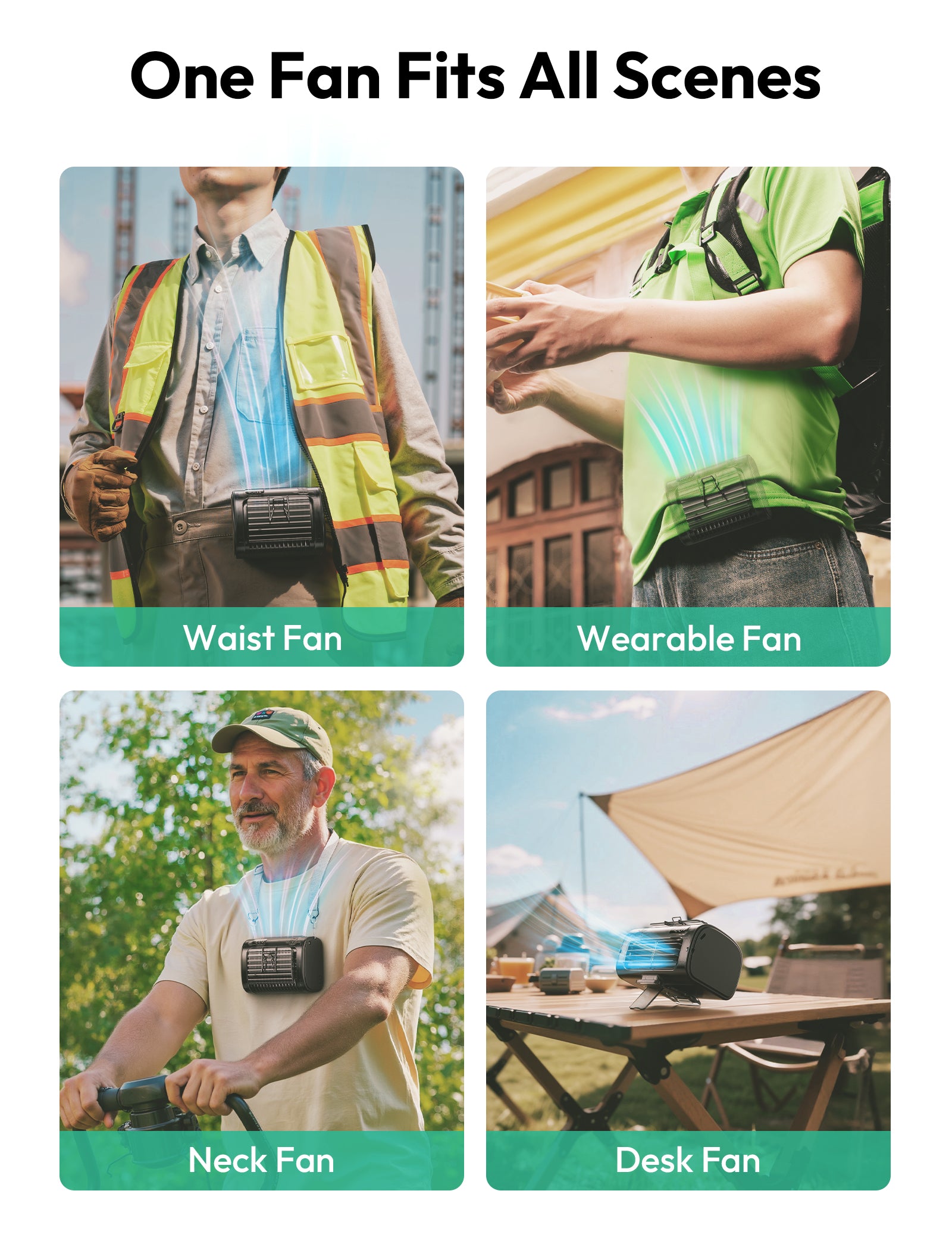 Cổng sạc Type-C và nút điều khiển trên quạt đeo hông