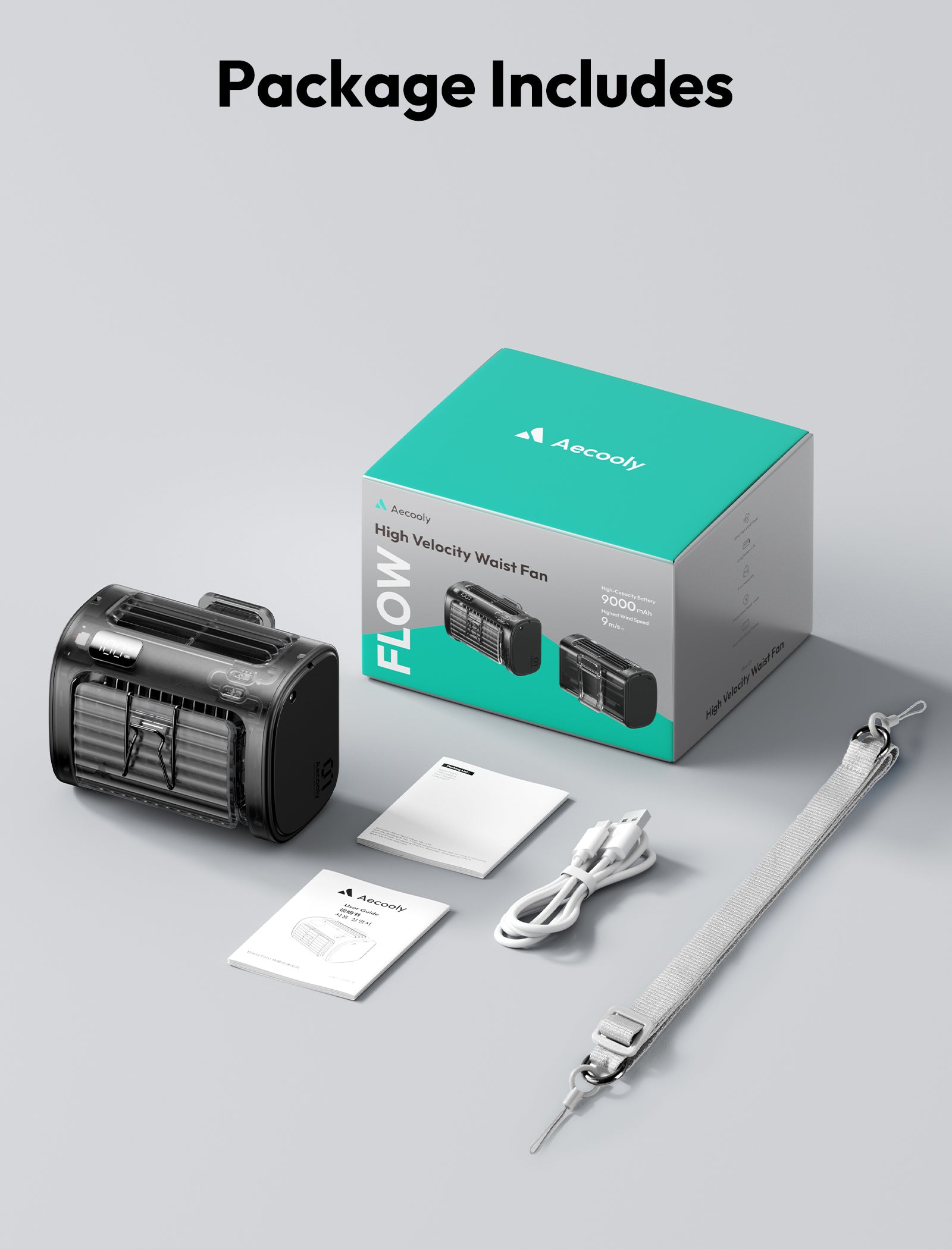 Thiết kế kẹp hông tiện lợi của quạt AECOOLY UH01-A