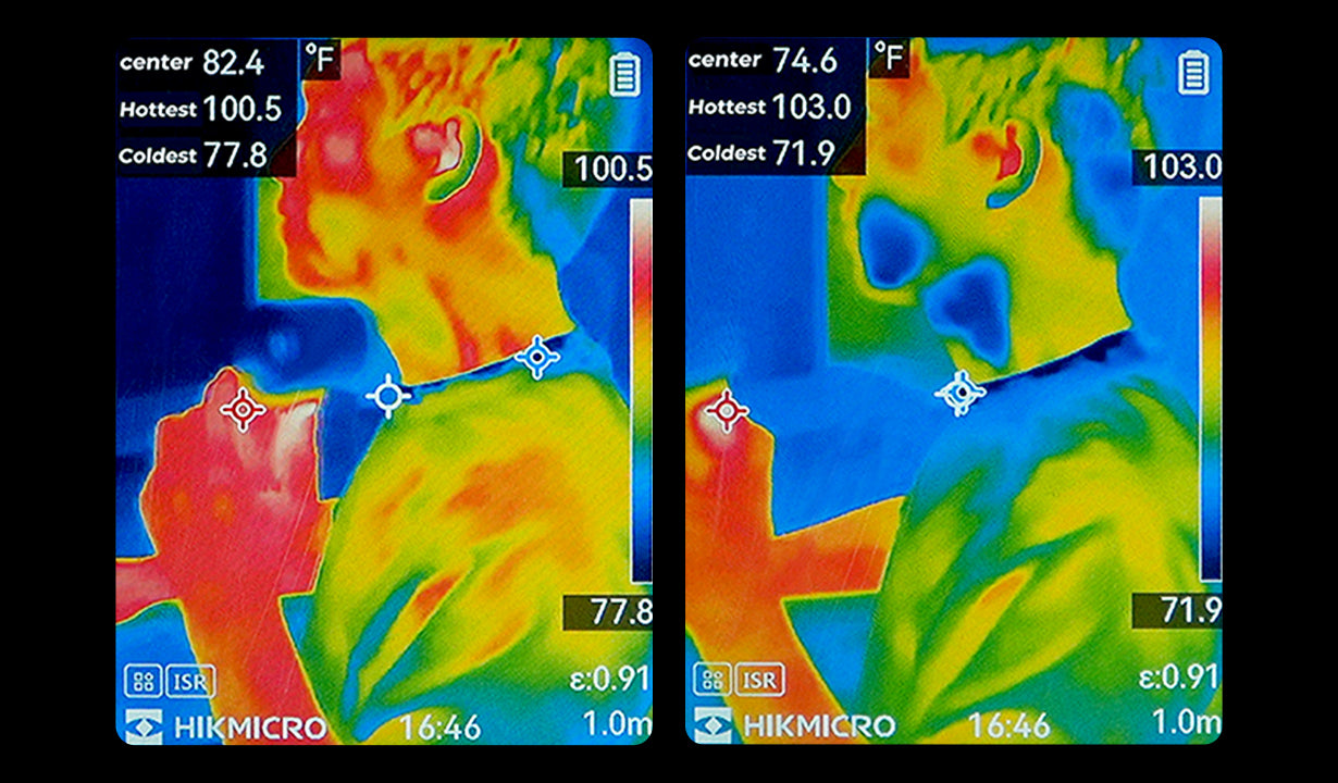 Thermal comparison before and after cooling